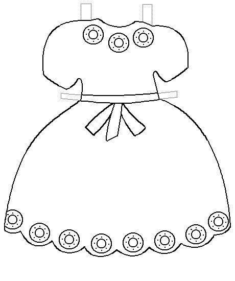 «украсим кукле платьице»: рисование, средняя группа, шаблон с контурами