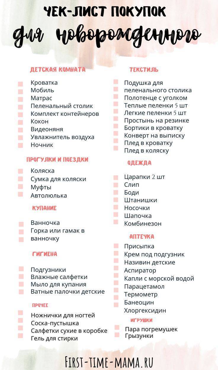 Что купить для новорожденного на первое время: список