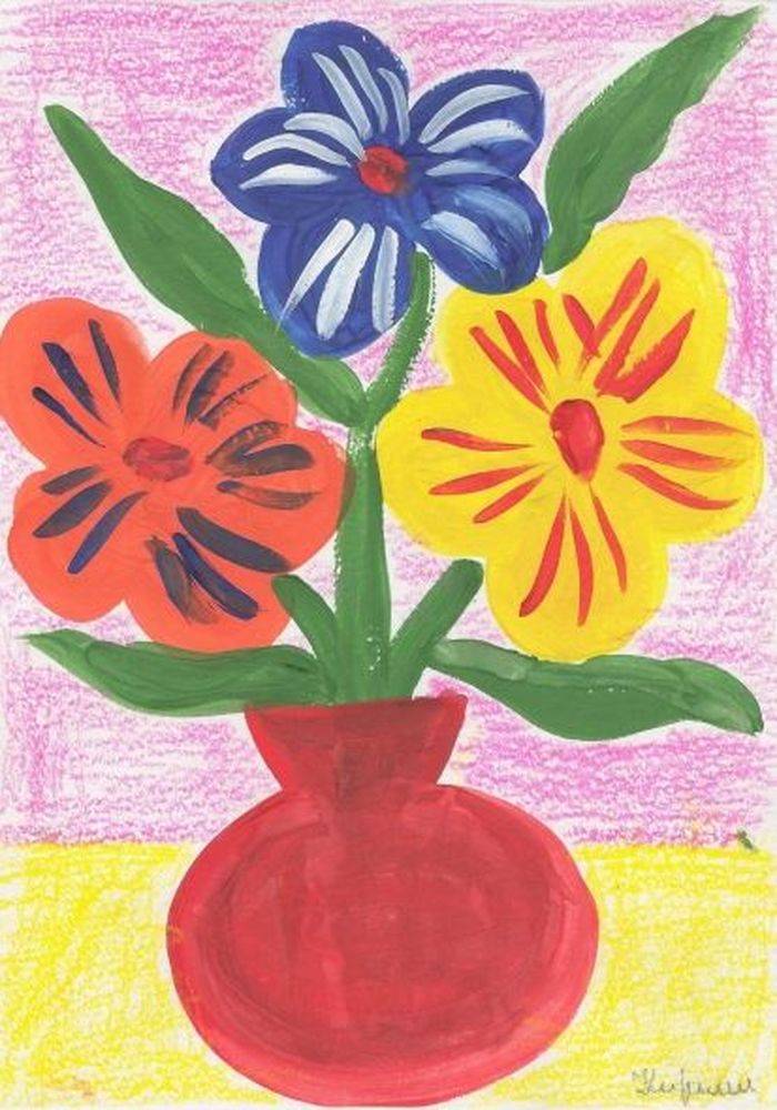 Занятия по рисованию на тему «Цветы для мамы» в средних группах ДОУ
