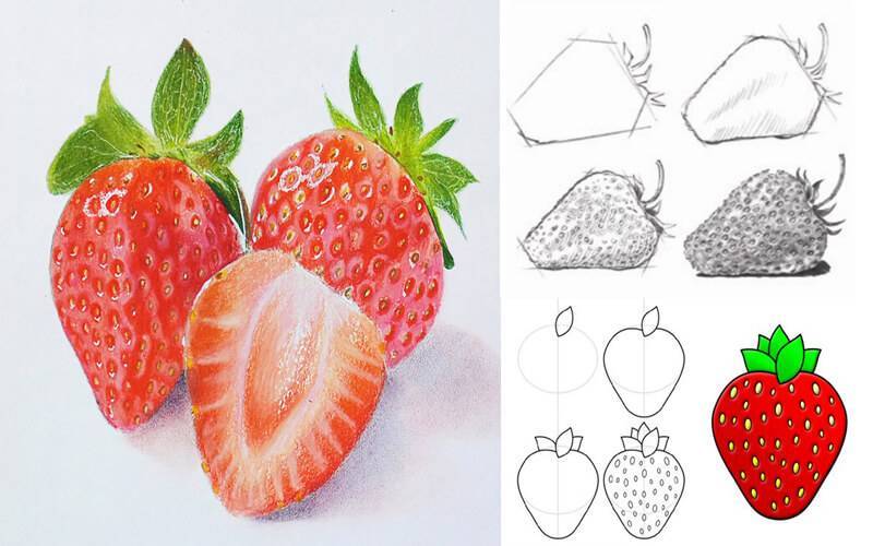 Учимся рисовать фрукты и овощи, как рисовать овощи