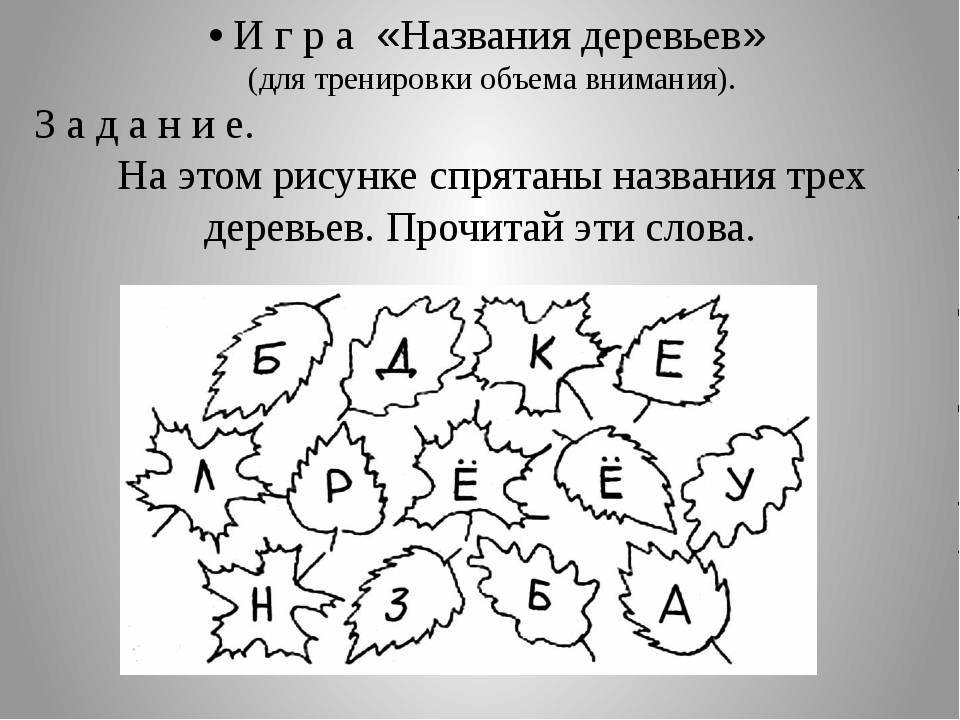 План урока развитие внимания