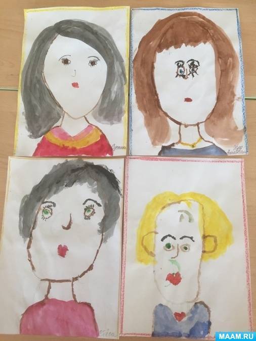 Рисование в подготовительной группе на тему «портрет любимой мамы». воспитателям детских садов, школьным учителям и педагогам - маам.ру