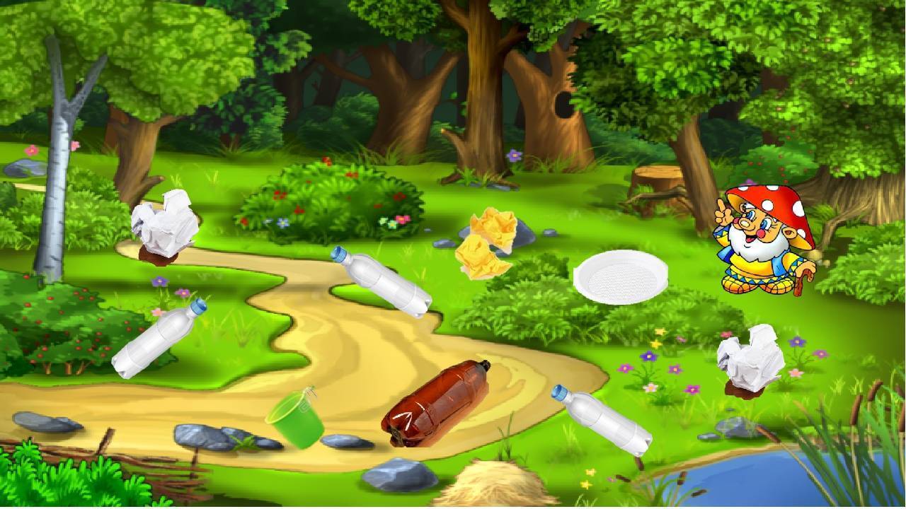 Интерактивная экологическая игра. Сказочная Полянка в лесу. Лес для дошкольников. Лесная Полянка с мусором. Экологические игры.