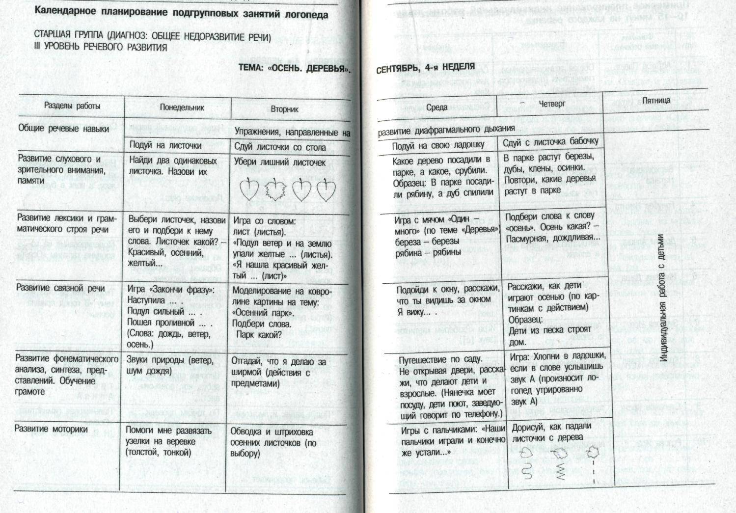 Перспективный план в логопедической старшей группе