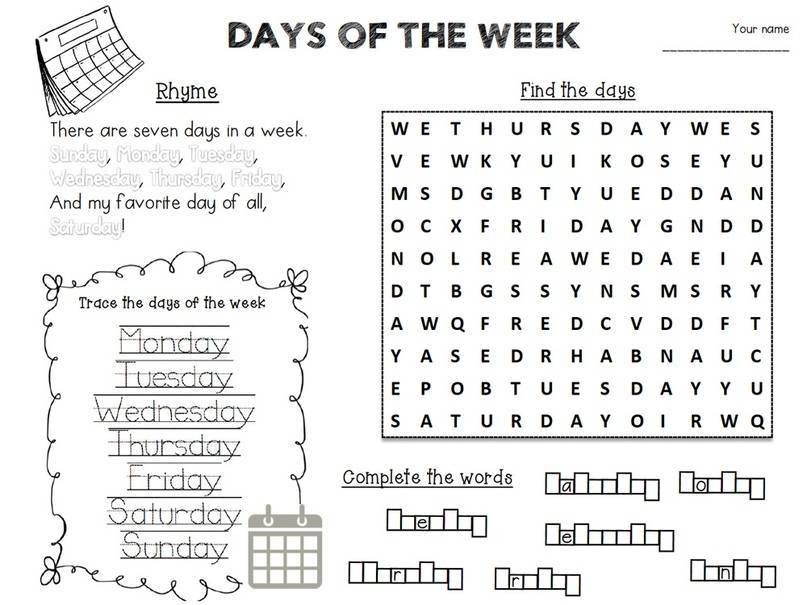 Английский язык и изучение дней недели: упражнение детям