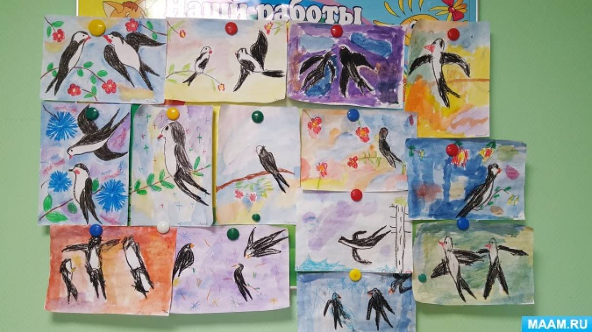 Рисование на тему птицы (перелетные и домашние) в старшей группе детского сада: технокарты и фото работ, конспект занятия, видео