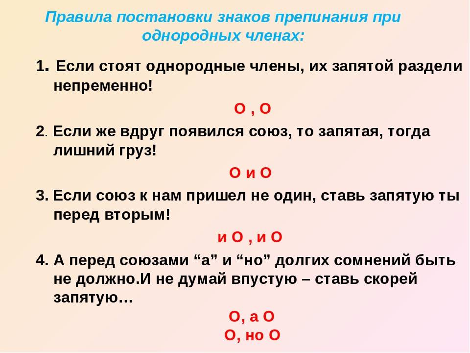 Знаки препинания при однородных членах предложения (5 класс) – пунктуация, запятая и двоеточие