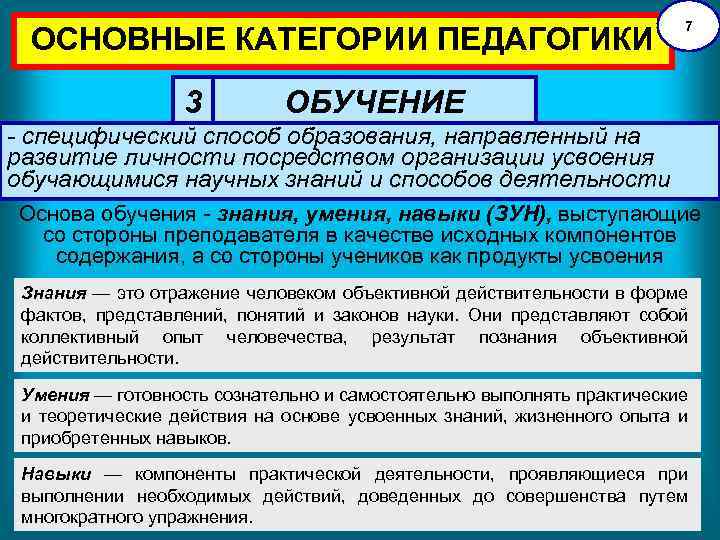 Основные категории педагогики