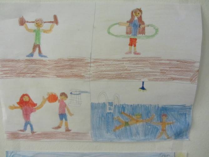 Дети делают зарядку: рисование в старшей группе детского сада поэтапно
