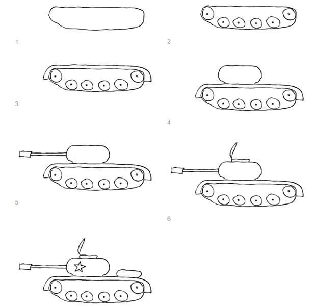 Рисунок танка карандашом для детей