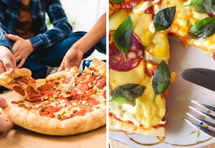 Как едят пиццу руками или приборами