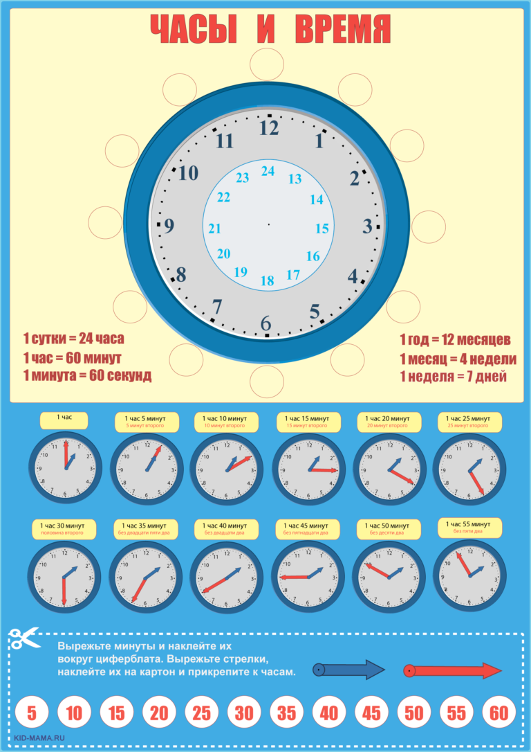 Как научить ребенка определять время по часам со стрелками, обучающие часы