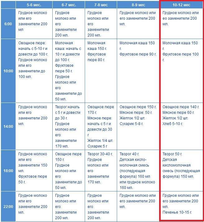 План кормления ребенка 6 месяцев на искусственном вскармливании