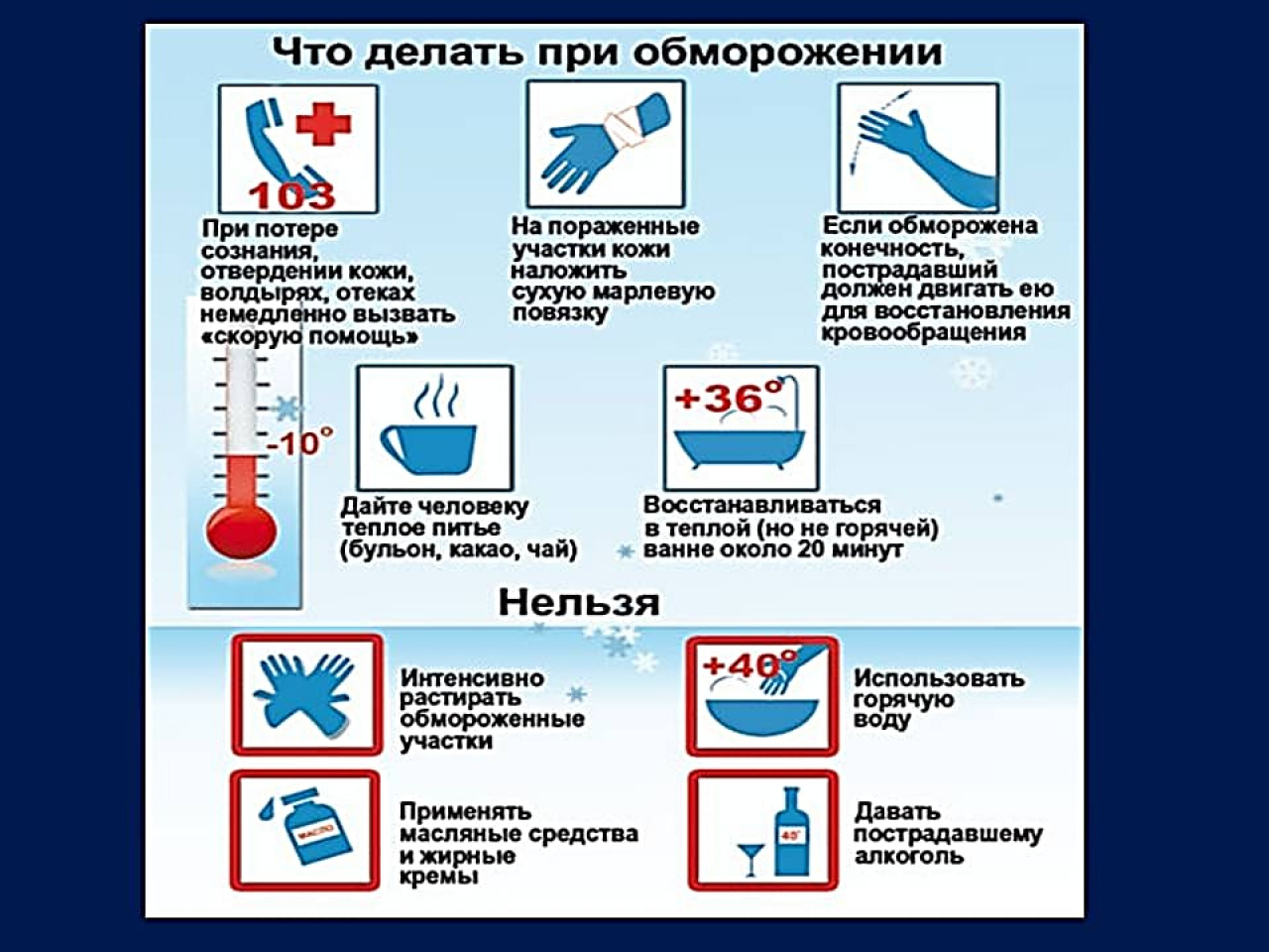 Первая помощь при отморожении ответ на тест