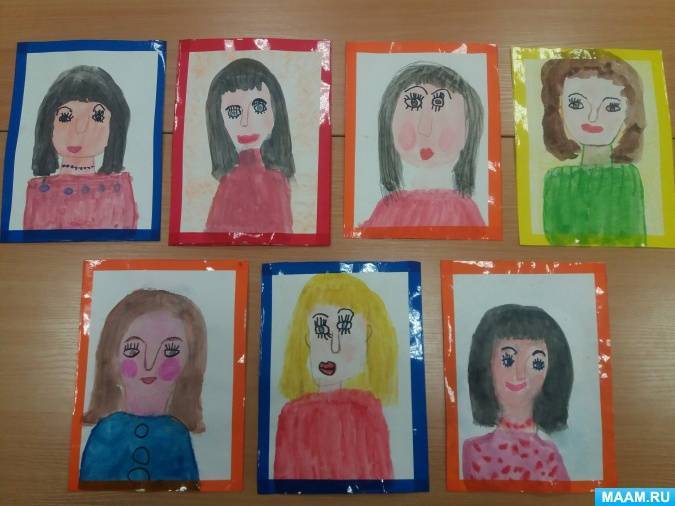 Портрет мамы. дети рисуют любимых мам. воспитателям детских садов, школьным учителям и педагогам - маам.ру