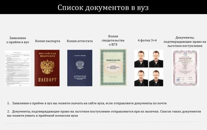 Документы для поступления