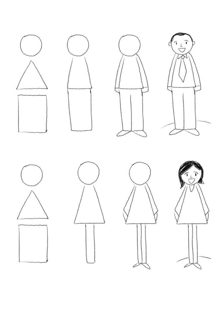 Учим детей рисовать человека: простые схемы и рекомендации