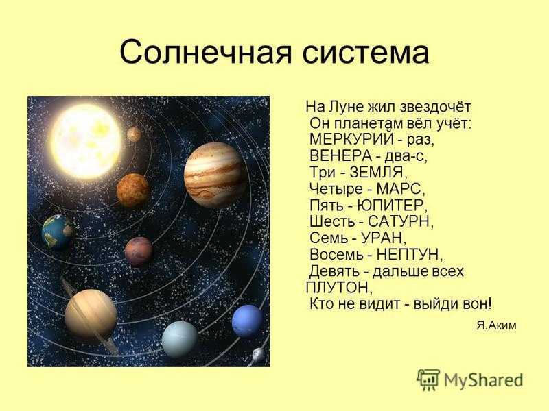 Считалки про планеты солнечной системы и космос