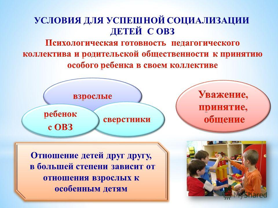 Условия социализации детей с ОВЗ. Социализация детей с ограниченными возможностями. Социализация детей с ОВЗ В ДОУ. Процесс социализации детей с ОВЗ.