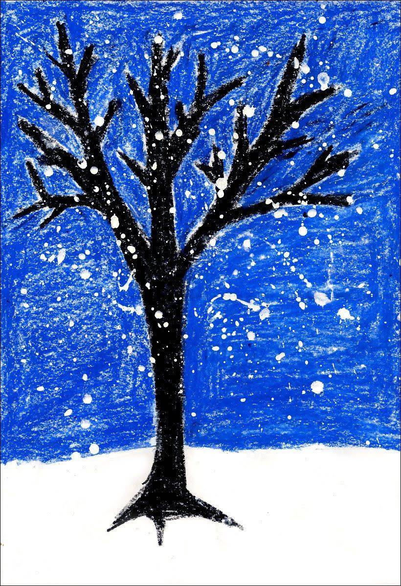 Рисование на тему «Деревья в инее» для старших и подготовительных групп