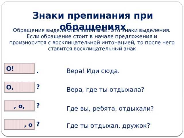 Обращение в русском языке - правило, знаки препинания, примеры предложений