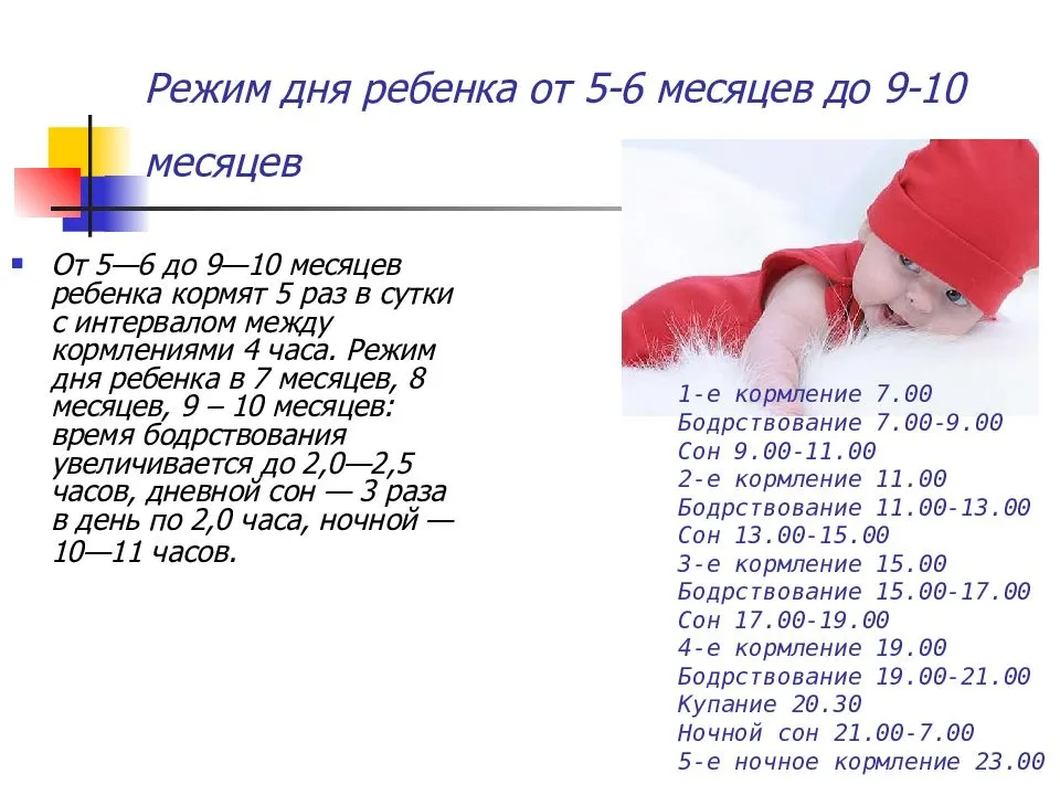 Режим дня ребенка в 7 месяцев: сон, еда ,купание