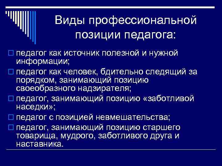 Позиция учителя педагогика