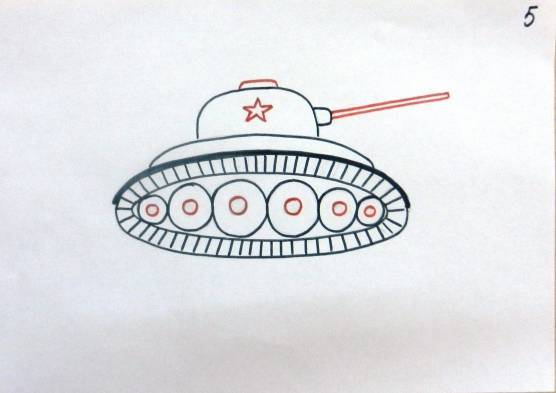 Рисование танка в средней группе по образцу поэтапно: шаблон военной техники