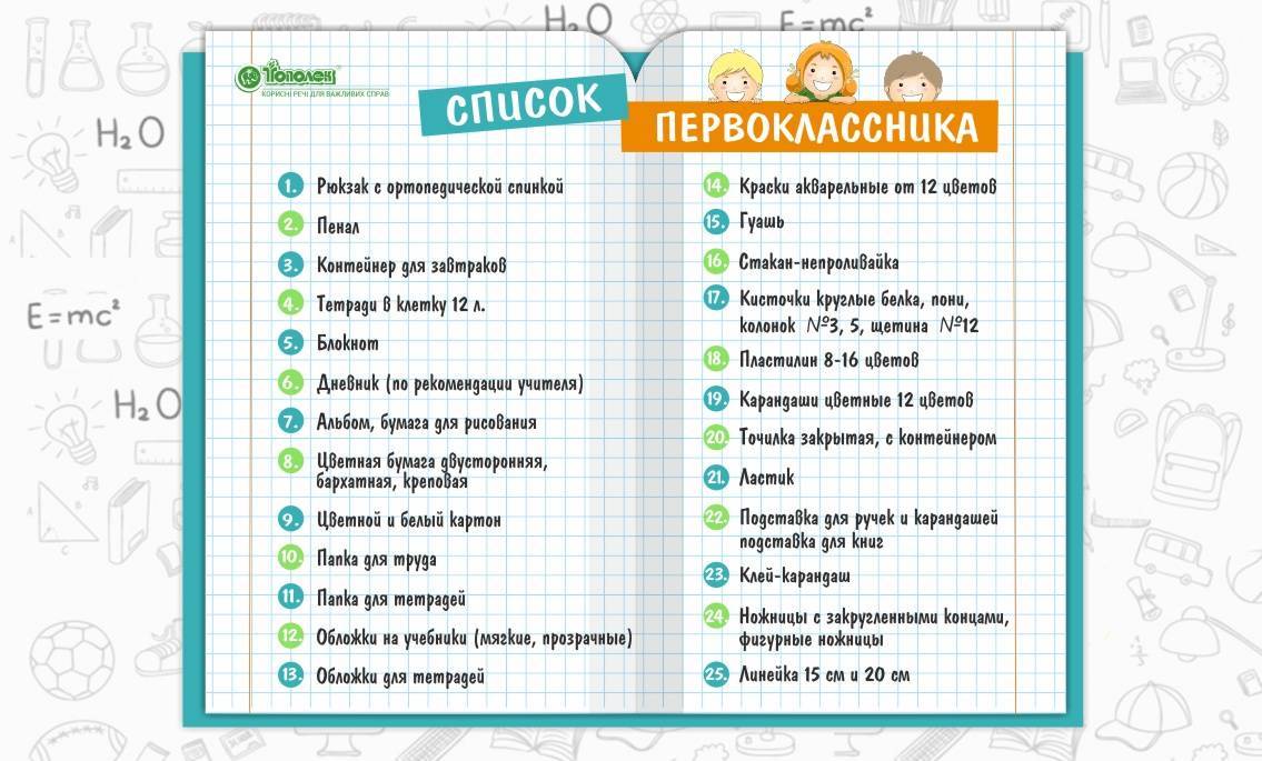Что нужно в школу первокласснику (список для первоклассника)