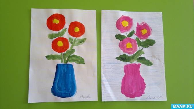 Занятие по рисованию «цветы для мамочки»
