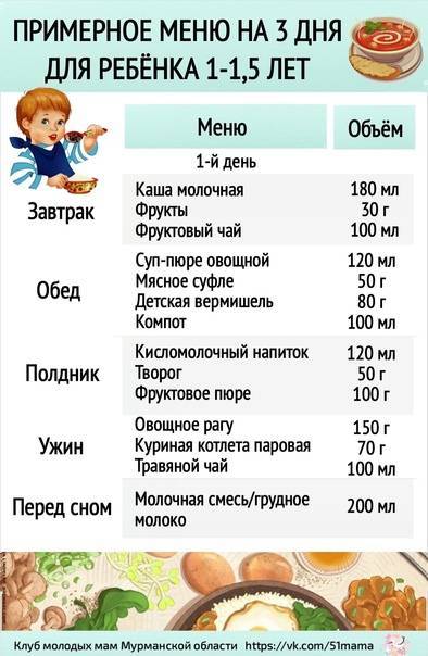 Чем кормить ребенка в 1 год? питание ребенка в 1 год: меню, режим, схема, таблица
