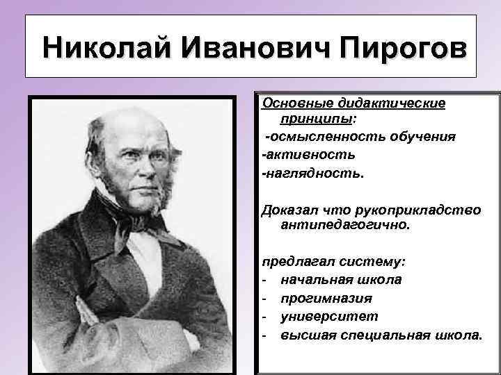 Педагогическая деятельность и взгляды н.и.пирогова