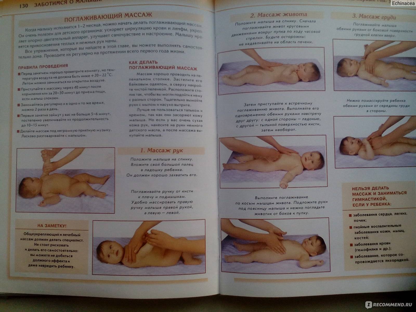 Гимнастика и массаж для новорожденных до 1 месяца