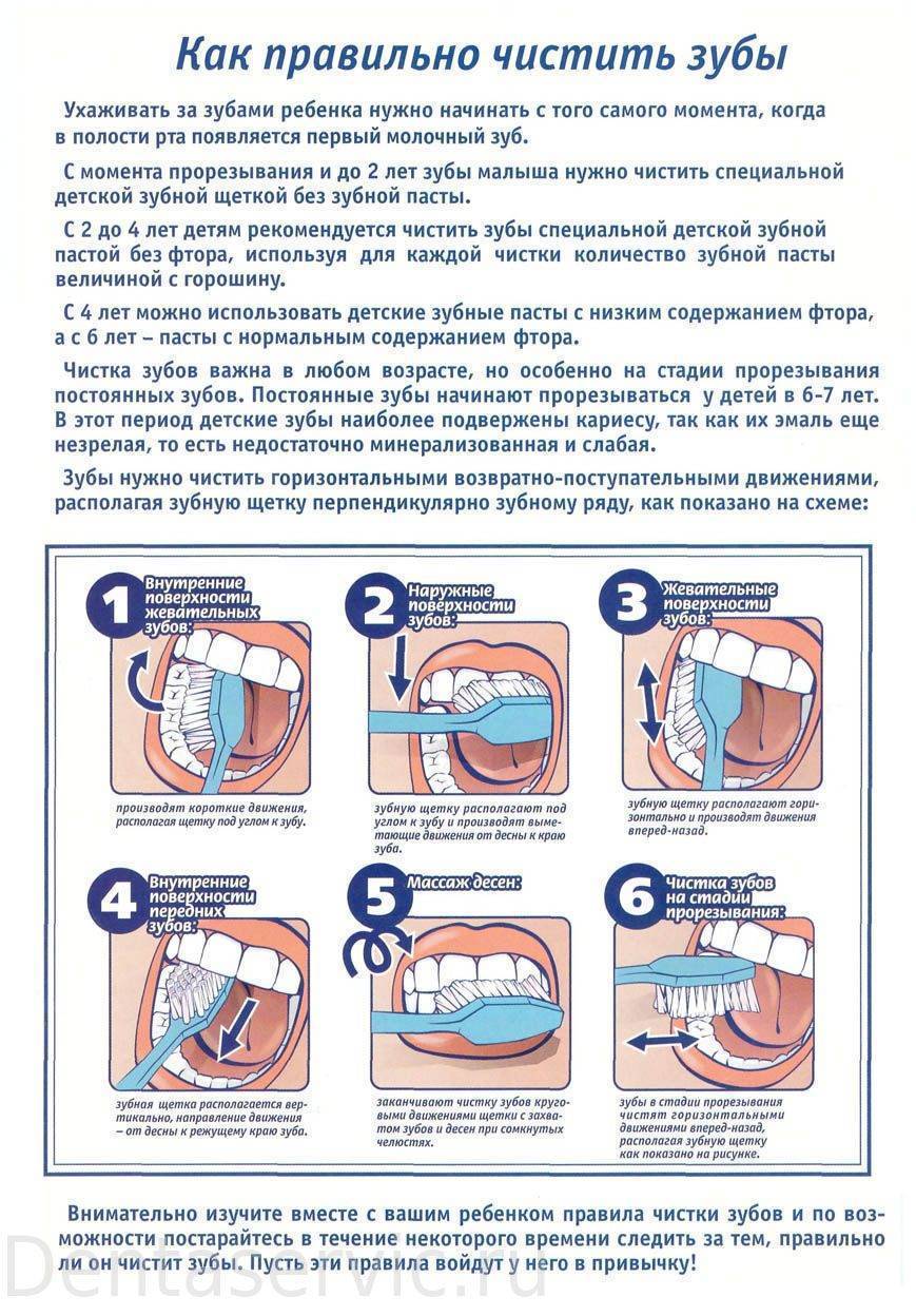 Схема как чистить зубы для детей