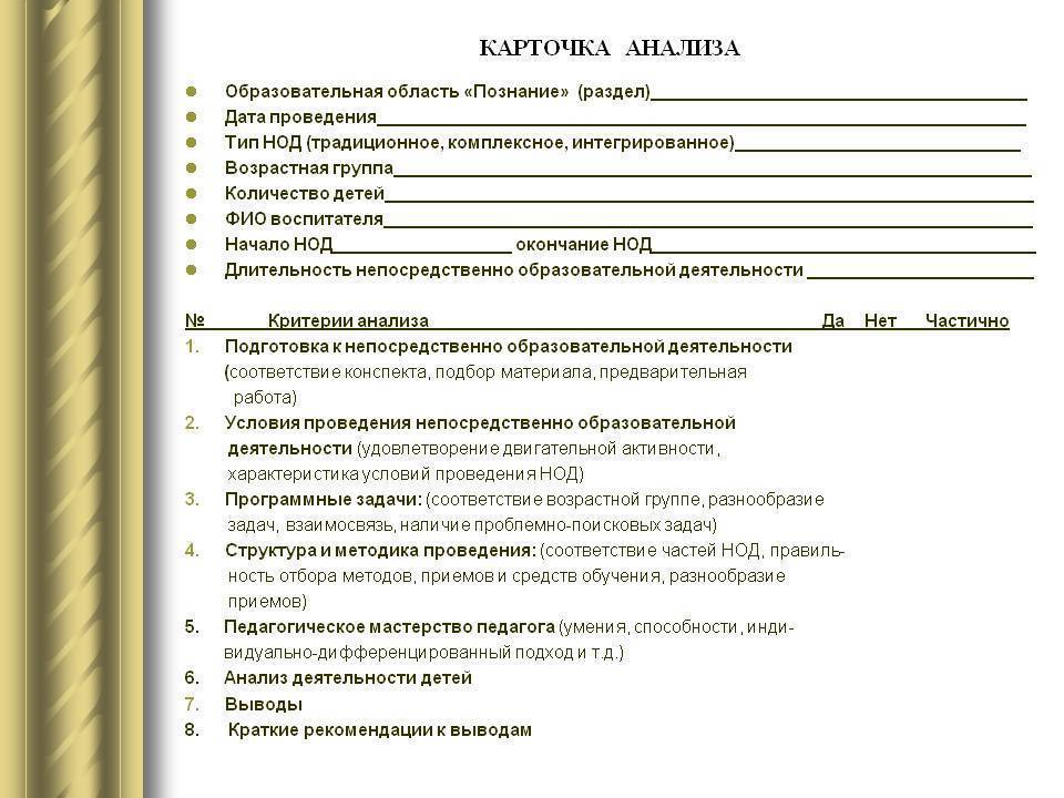 Отчет самоанализ воспитателя. Карта анализа занятия воспитателя в ДОУ по ФГОС образец пример. Карточка анализа занятия в ДОУ по ФГОС. Анализ открытого занятия в детском саду по ФГОС образец таблица. Схема анализа занятия в детском саду по ФГОС образец.