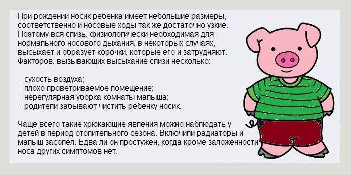 Почему новорожденный хрюкает носом?