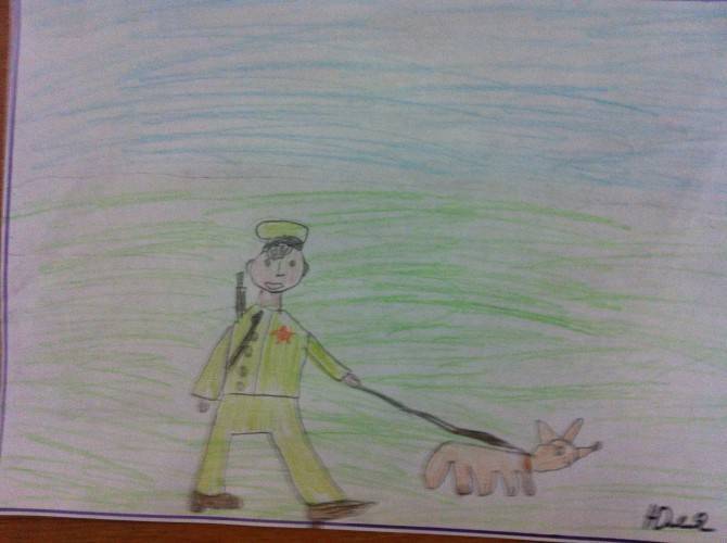 Конспект нод в старшей группе по рисованию «пограничник с собакой».