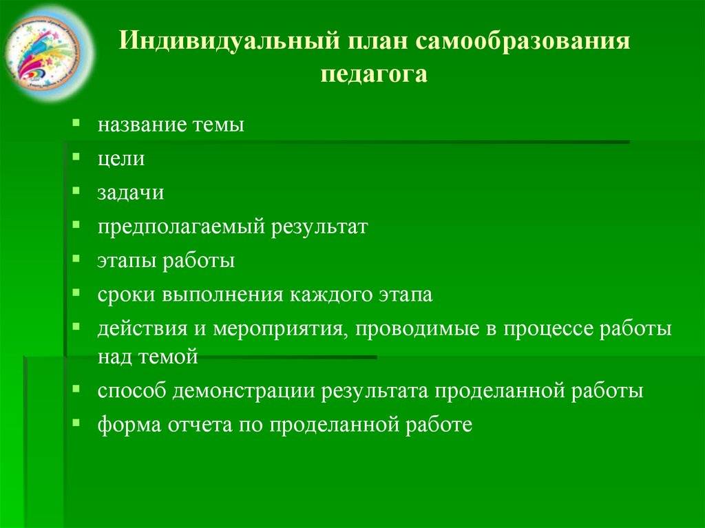План работы по самообразованию воспитателя доу
