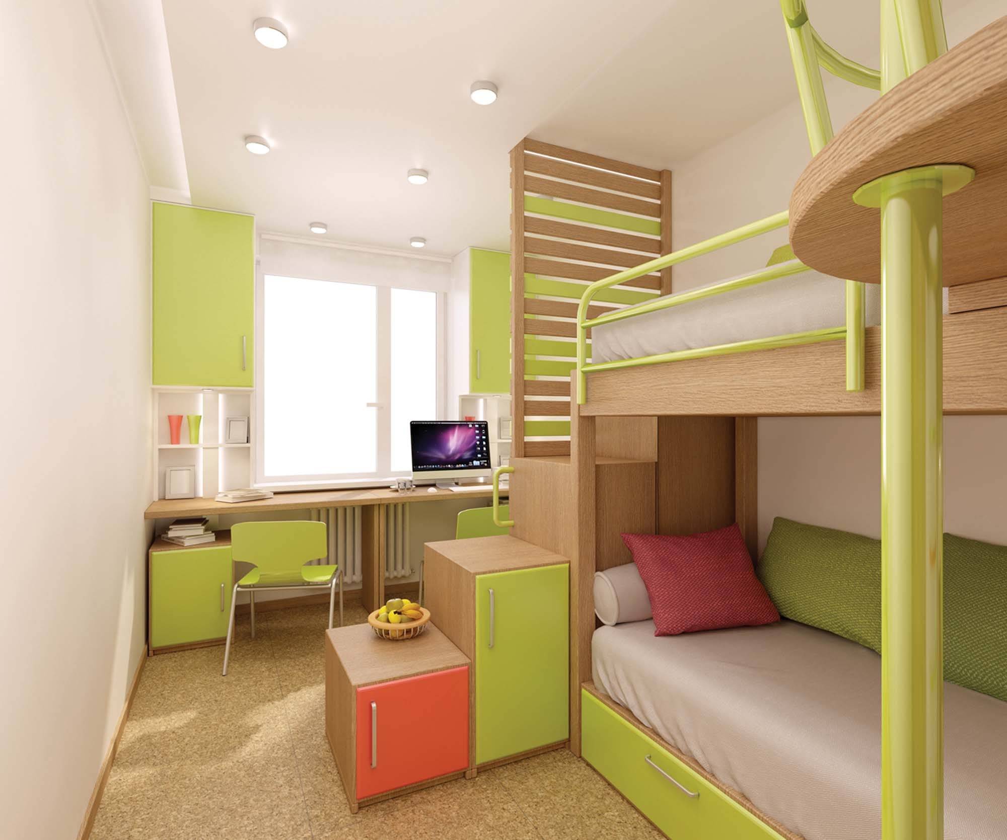 дизайн комнаты для девочки и мальчика вместе в узкой комнате